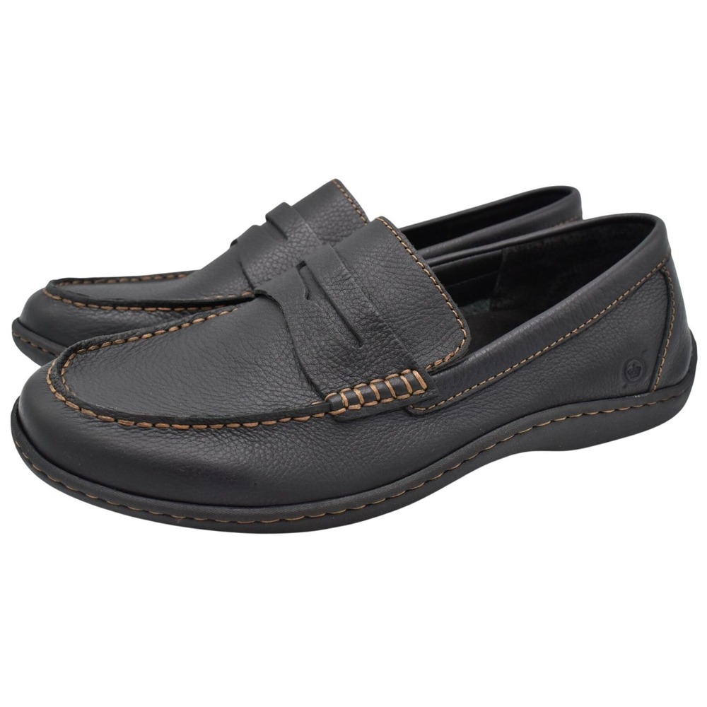 Born Mens Size 11 Simon III Black Full Grain Leather Slip On Loafers Shoes
